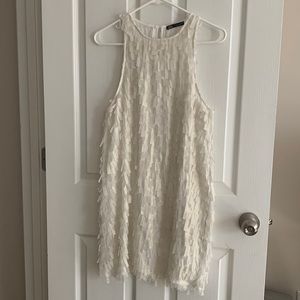 Zara White Sparkly Fringe Dress
